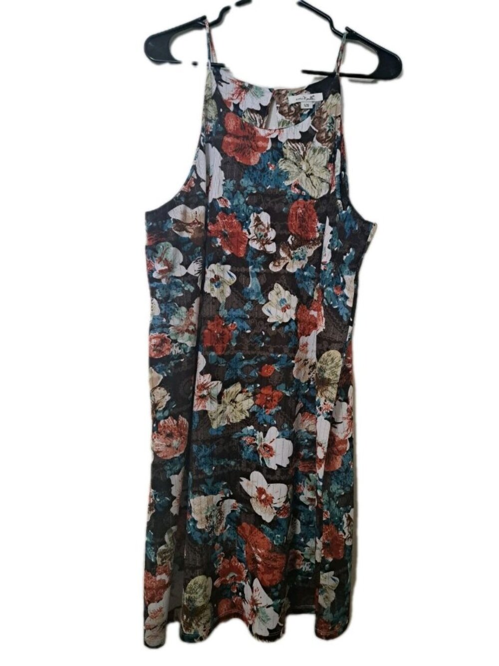 Simply Noelle Womens Large Xlarge 12 14 Floral Sundress Brown Teal‎